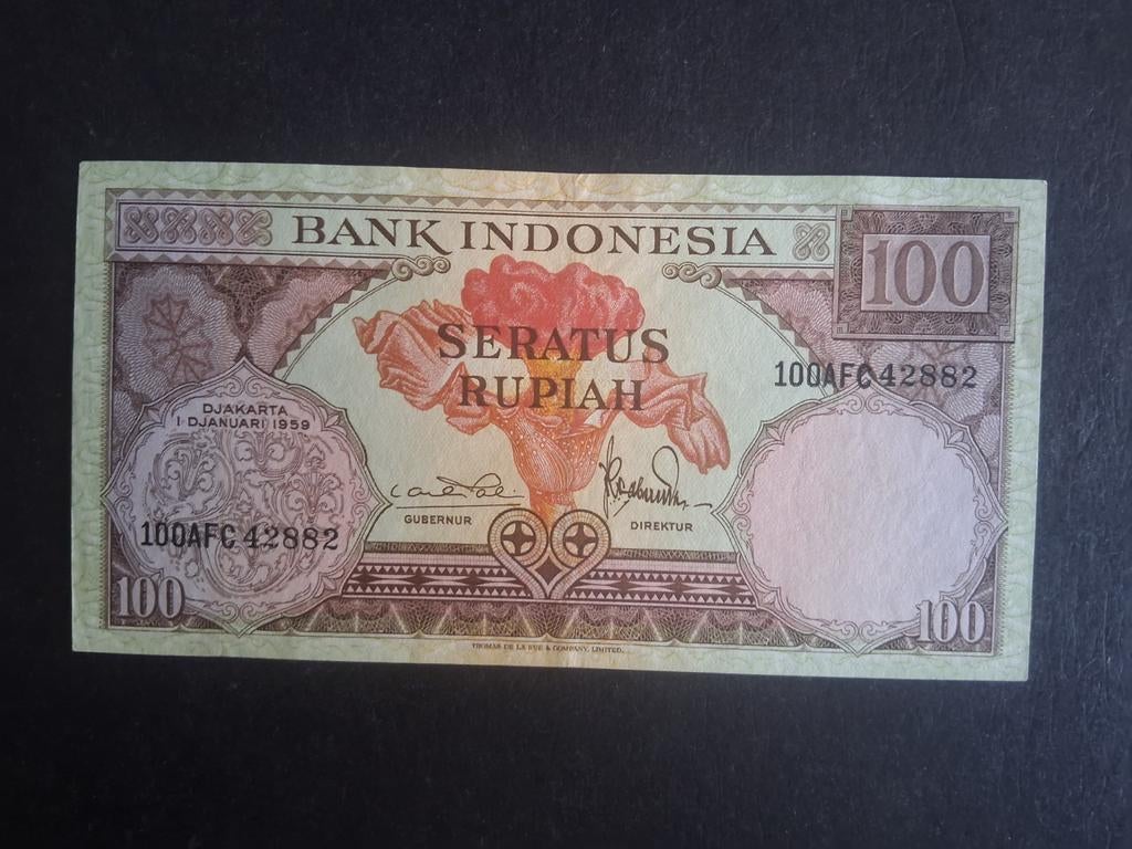 100 rupiah Indonesië unc- 1959, Ophalen of Verzenden, Zuidoost-Azië, Los biljet