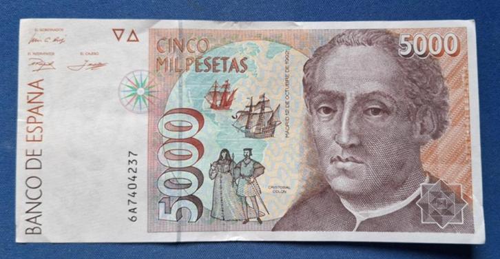 Spanje 5000 pesetas 1992 P165, Postzegels en Munten, Bankbiljetten | Europa | Niet-Eurobiljetten, Los biljet, Overige landen, Verzenden
