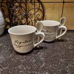 Riviera Maison  Cappuccino mokken met oor en lepeltje, Keramiek, Nieuw, Ophalen of Verzenden, Effen