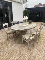 Te koop: landelijk houten tuinstel, Ophalen, Gebruikt, 6 zitplaatsen, Tuinset