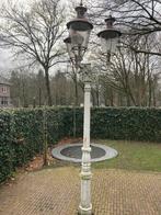 Nostalgische gietijzeren tuin lantaarn met 3 lichts koper, Tuin en Terras, Waterbestendig, Glas, Gebruikt, Ophalen of Verzenden