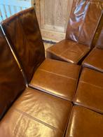 6 eetkamerstoelen van echt leer, Huis en Inrichting, Ophalen of Verzenden, Zo goed als nieuw, Bruin, Leer