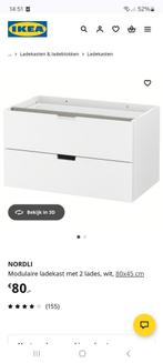 Nordli ladekasten 2x 80x45, Huis en Inrichting, Kasten | Ladekasten, Ophalen, 50 tot 100 cm, Zo goed als nieuw, Minder dan 100 cm