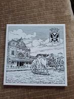 Een pentekening op een tegeltje van Groningen  hoofdstation, Ophalen of Verzenden
