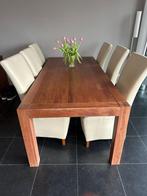 Eijerkamp Eettafel met 6 leren stoelen, Ophalen, Gebruikt, 200 cm of meer, 50 tot 100 cm