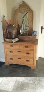 Geloogd grenen ladenkast, antiek, Ophalen, Gebruikt, 50 tot 100 cm, 3 of 4 laden