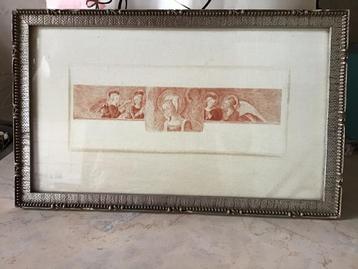 Oud schilderijtje  Afbeelding Maria op zijde bedrukt beschikbaar voor biedingen