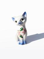 Beeldje vintage katje met bloemetjes, Verzenden, Zo goed als nieuw, Dier