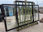 Grote aluminium schuifraam met dubbel glas, Ophalen, Gevelraam of Ruit, Gebruikt, 160 cm of meer