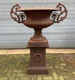 XXL gietijzeren vaas met zuil tuinvaas bloempot met oren, Verzenden, Zo goed als nieuw