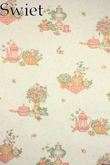 5106 Vintage retro oud barok bloemetjes behang behangpapier  beschikbaar voor biedingen