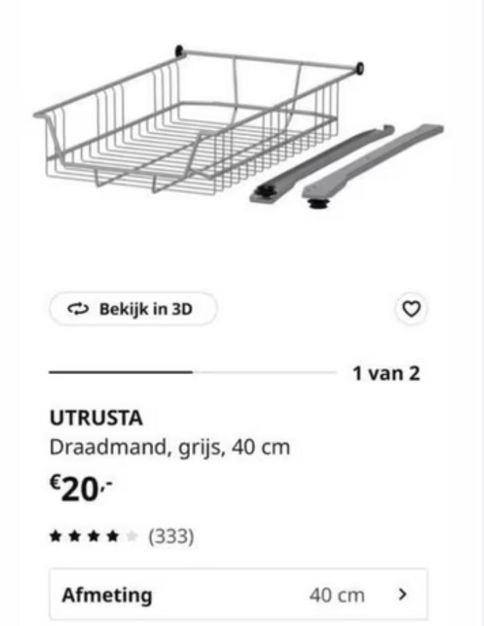 Ikea UTRUSTA Nieuw Draadmand, grijs, 40 cm, Ophalen of Verzenden, Nieuw