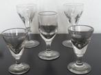 5 antieke glazen (2 voor sterke drank) Frankrijk ,19 eeuw, Antiek en Kunst, Antiek | Glas en Kristal, Verzenden