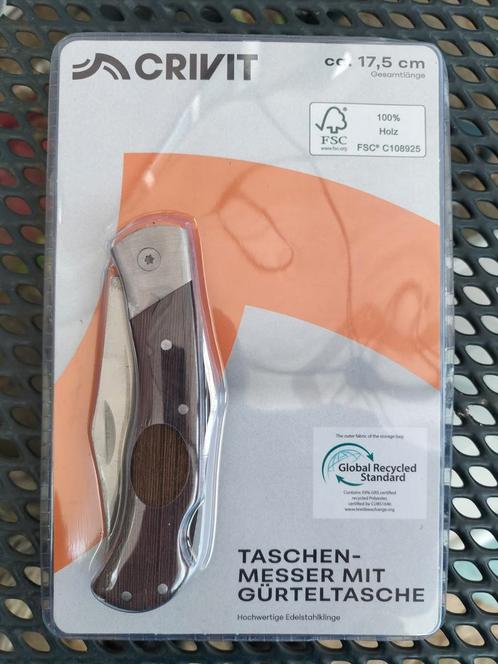 Crivit Zakmes met Riemtas Houten Handvat, Caravans en Kamperen, Kampeergereedschap, Nieuw, Ophalen of Verzenden