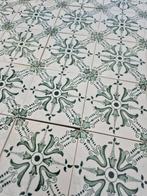 58 stuks Antieke wandtegels Boch 12x12cm blauwgroen decor