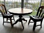 antieke eettafel met zeer robuuste stoelen, 100 tot 150 cm, 100 tot 150 cm, Rond, Gebruikt