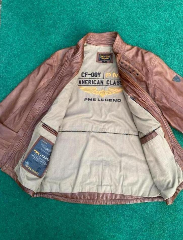 Pme legend lerenjas jas maat XL, Kleding | Heren, Jassen | Winter, Zo goed als nieuw, Maat 56/58 (XL), Bruin, Ophalen of Verzenden