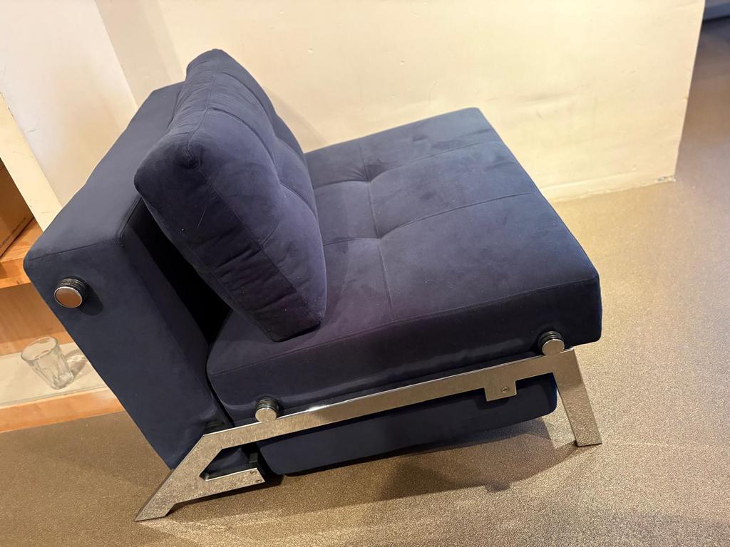 Innovation Living cubed 90 donkerblauw met chrome poten, Ophalen, 90 cm, Eenpersoons, Blauw