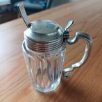 Antiek Mosterdpotje Glas/Zilver, Antiek en Kunst, Ophalen of Verzenden