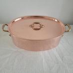 Copper Cook Dikwandige grote ovale koperen pan hapjespan, Ophalen of Verzenden, Gebruikt, Rvs, Koekenpan of Braadpan