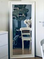 Grote luxe witte houten passpiegel, Ophalen, Minder dan 50 cm, Zo goed als nieuw, 150 tot 200 cm