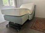 Boxspring, 1 pers., elektr. hoog/laag, Ophalen, 100 cm, Eenpersoons, Blauw