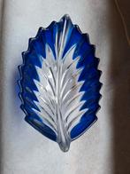 Blauwe Walther Glas Bladschaal- Mid Century Design, Ophalen of Verzenden