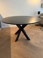 Eettafel- rond- Frans eiken - zwart, Huis en Inrichting, Tafels | Eettafels, Ophalen, Gebruikt, Vijf personen of meer, 100 tot 150 cm
