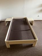 Auping Aurora 1pers/twijfel. 100x200 2 zijtafels, Sand beige, Ophalen, 100 cm, Eenpersoons, Zo goed als nieuw