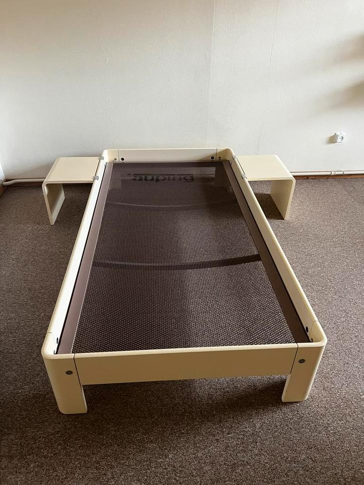 Auping Aurora 1pers/twijfel. 100x200 2 zijtafels, Sand beige, Huis en Inrichting, Slaapkamer | Bedden, Zo goed als nieuw, Eenpersoons