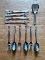 Elfdelig setje lepeltjes, vleesvorkje, gebaksvorkjes VINTAGE, Antiek en Kunst, Antiek | Bestek, Ophalen of Verzenden