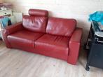 Rode leren bank, Huis en Inrichting, Ophalen, Gebruikt, Minder dan 75 cm, 150 tot 200 cm