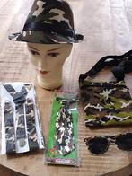 Te koop aangeboden: leger print hoed, tasje, bretels en meer, Nieuw, Jongen of Meisje, Ophalen of Verzenden