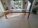 Eiken eettafel met stenen inleg elementen, Huis en Inrichting, Tafels | Eettafels, Ophalen, Gebruikt, 200 cm of meer, 50 tot 100 cm