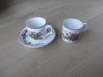  Kopjes en schotel, villeroy & boch botanica, douwe egberts. beschikbaar voor biedingen