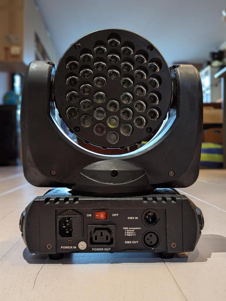 Moving head LED 36x sound/DMX, Muziek en Instrumenten, Licht en Laser, Gebruikt, Licht, Geluidgestuurd, Kleur, Ophalen