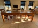 Teak tafel met 3 lades. 250 x 100. Teakstoelen 8x, Ophalen, Gebruikt