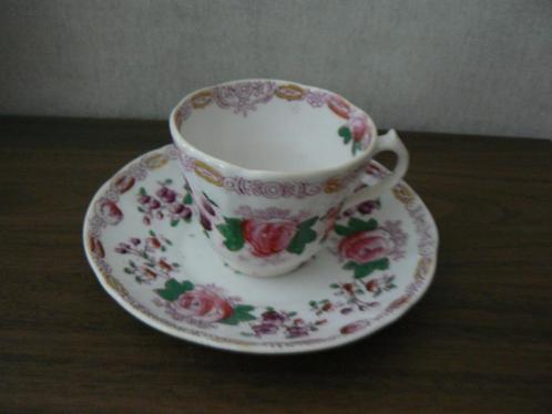 Kop en Schotel antiek rozen, Antiek en Kunst, Antiek | Servies los, Ophalen of Verzenden