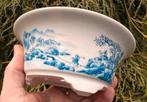 Bonsai pot handgemaakt blauw gedecoreerd gemerkt 15x6, Rond, Nieuw, Ophalen of Verzenden, Aardewerk