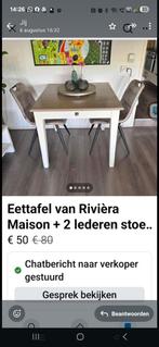 Rivera Maison Tafel + 2 Stoelen - Zo goed als nieuw!, Huis en Inrichting, Tafels | Eettafels, 100 tot 150 cm, Zo goed als nieuw