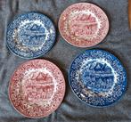 Engels rood en blauw Royal Tudor Ware Staffordshire borden, Ophalen, Keramiek, Zo goed als nieuw, Bord(en)