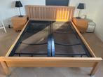 Bed met Auping bedspiraal met voet (2x 80 bij 200), Ophalen, Gebruikt, Bruin, Tweepersoons