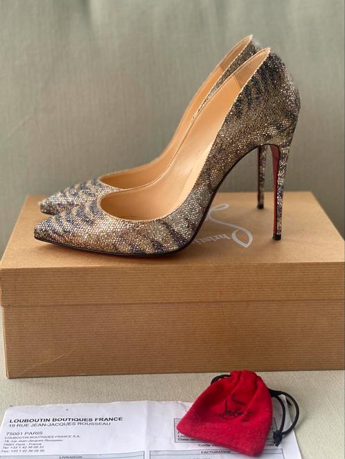 Christian Louboutin pumps Hakken glitter snake [Origineel], Kleding | Dames, Schoenen, Zo goed als nieuw, Pumps, Beige, Ophalen of Verzenden