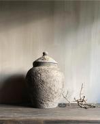 Stenen pot Damak steen kruik deksel stoer sober landelijk, Huis en Inrichting, Woonaccessoires | Overige, Verzenden, Nieuw