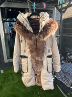 Winterjas met bont mer ferganza kleur camel maat m, Ophalen of Verzenden, Zo goed als nieuw, Maat 38/40 (M), Bruin