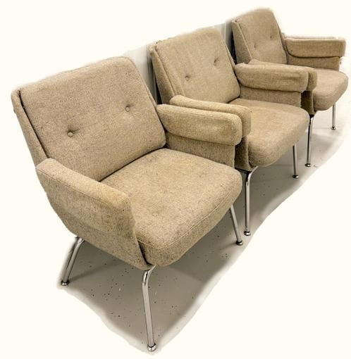 Vintage Mid-Century fauteuils (4 stuks) Deauville - Artifort, Huis en Inrichting, Fauteuils, Gebruikt, Metaal, Stof, 50 tot 75 cm