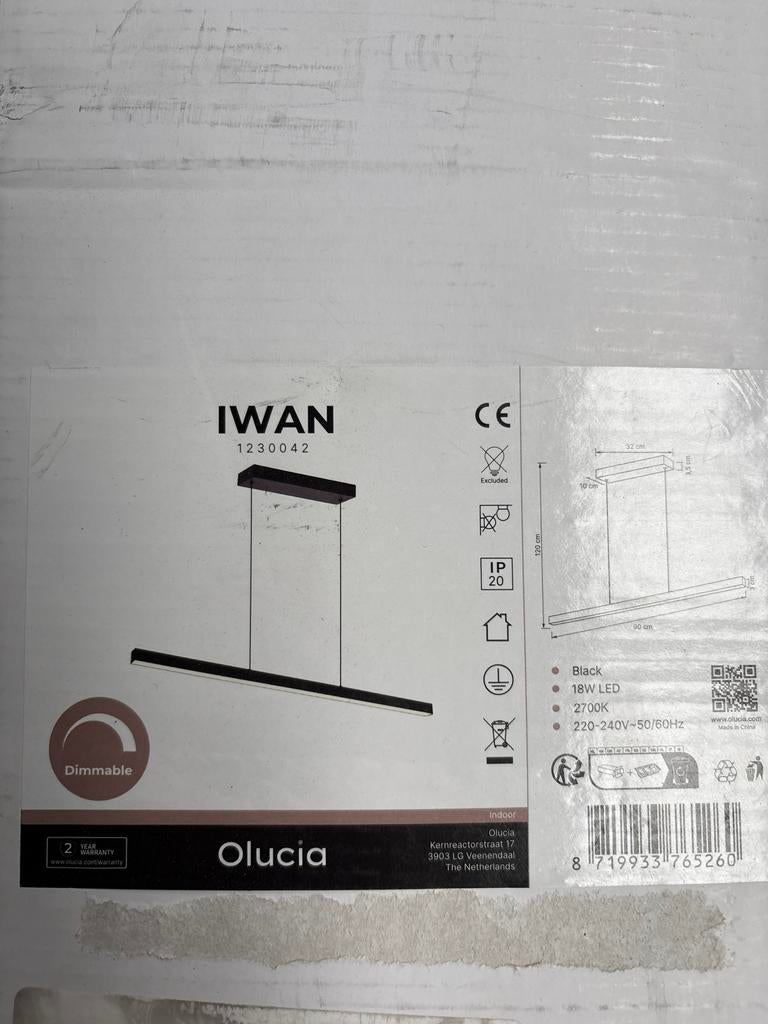 Moderne zwarte hanglamp - IWAN Olucia, Ophalen of Verzenden, Nieuw, Metaal, Minder dan 50 cm