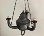 Hangende tinnen olielamp, totale lengte 46cm, Antiek en Kunst, Ophalen of Verzenden