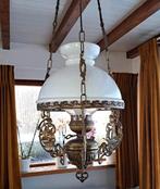 Hanglamp met glazen kap matglas koper zeilbootjes antiek, Ophalen