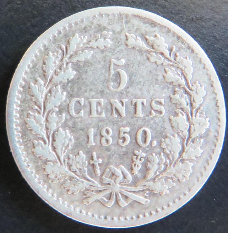 5 Cent 1850, Postzegels en Munten, Munten | Nederland, Losse munt, 5 cent, Koning Willem III, Zilver, Verzenden
